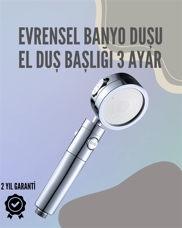 Paslanmaz Çelik Çok Fonksiyonlu El Duş Başlığı – 3 Modlu Püskürtme Seçeneği 1 Paslanmaz Çelik Çok Fonksiyonlu El Duş Başlığı – 3 Modlu Püskürtme Seçeneği