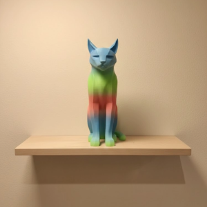 Pastel Rainbow Kedi Figürü Masa ve Raf Üstü Ev Dekorasyonu