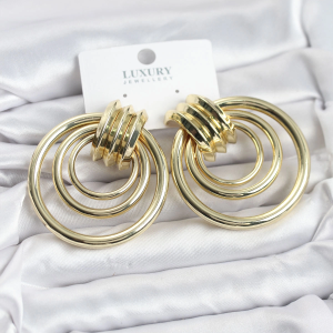 Pirinç Gold Renk Halka Model Vintage Kadın Küpe