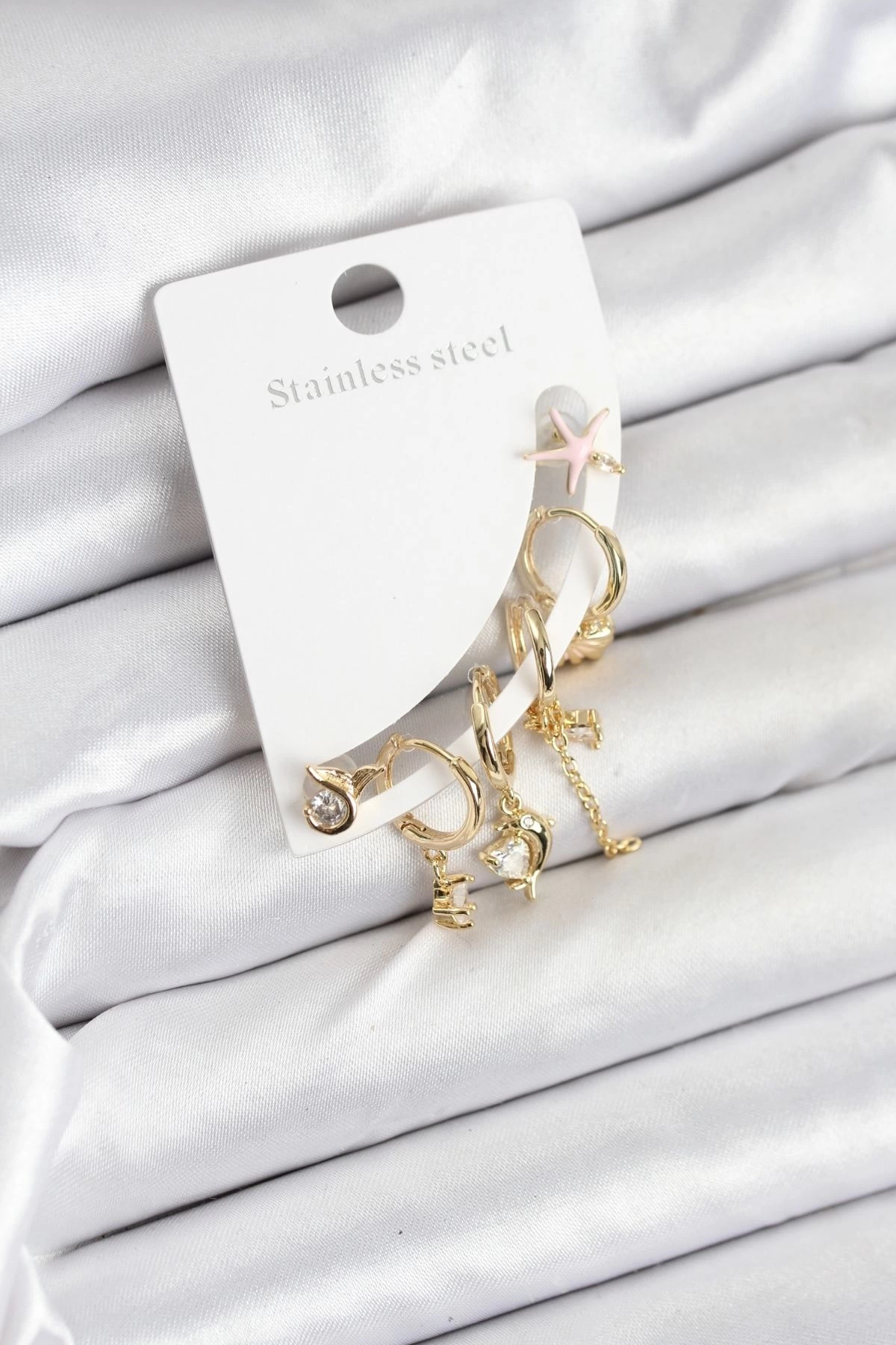 Pirinç Gold Renk Set Küpe 1 Pirinç Gold Renk Set Küpe