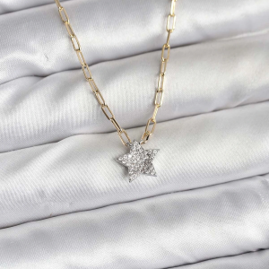 Pirinç Gold Renk Zincirli Zirkon Taşlı Minimal Yıldız Model Kadın Kolye