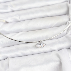 Pirinç Gümüş Renk Choker Model Zirkon Taşlı Kadın Kolye