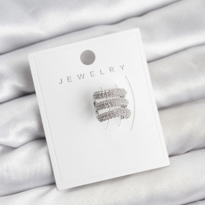 Pirinç Gümüş Renk Zirkon Taşlı Earcuff Kıkırdak Küpe