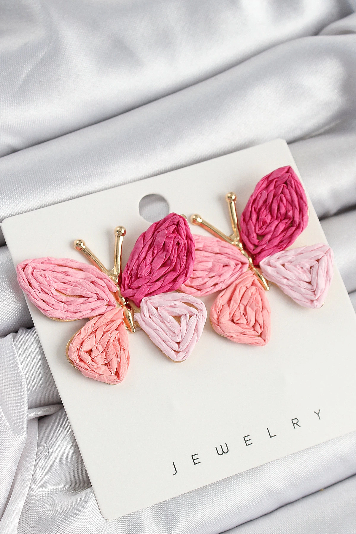 Pirinç Pembe Kelebek Model Gold Renk Kadın Hasır Küpe 1 Pirinç Pembe Kelebek Model Gold Renk Kadın Hasır Küpe