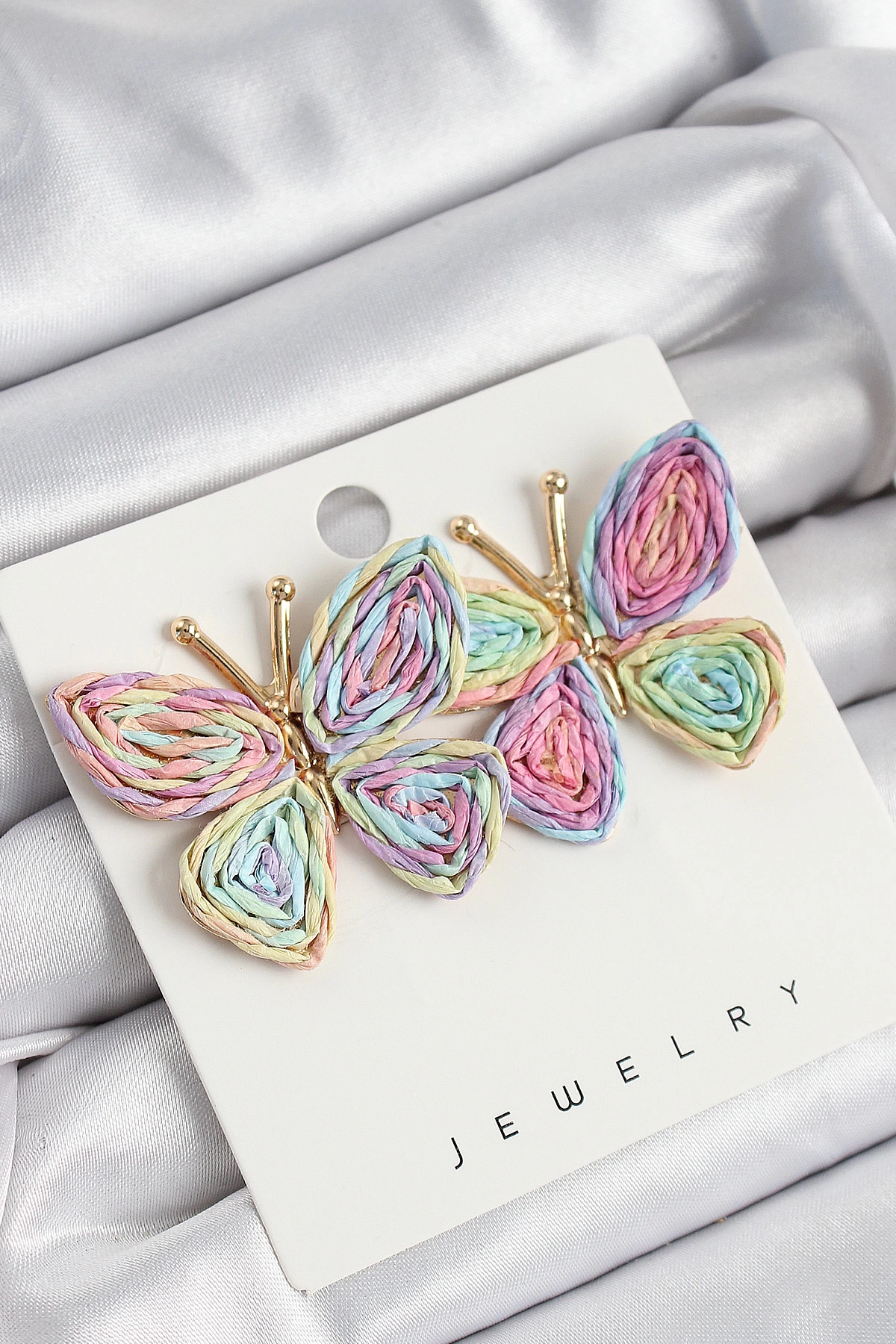 Pirinç Rainbow Kelebek Model Gold Renk Kadın Hasır Küpe 1 Pirinç Rainbow Kelebek Model Gold Renk Kadın Hasır Küpe