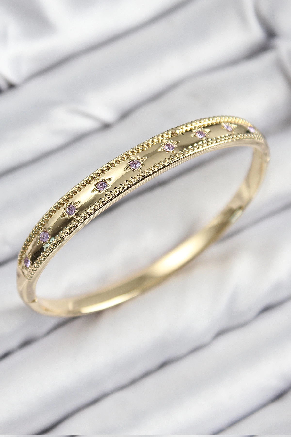 Pirinç Zirkon Taşlı Kutup Yıldızı Model Gold Renk Kadın Kelepçe