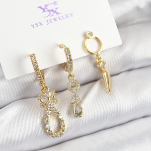 Pirinç Zİrkon Taşlı Sallantılı Model Gold Renk 3'lü Kadın Küpe