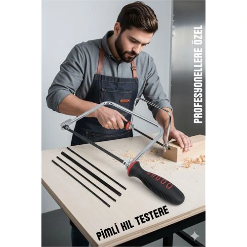 Profesyonel El Testeresi Kıl Testere + 5 Bıçak  Çok Amaçlı Hassas Ahşap/Metal Kesim Bıçakları 722493