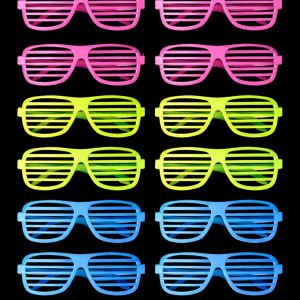 Retro Neon Fosforlu Panjur Gözlük 12 Adet – 80’ler 90’lar Parti Stili