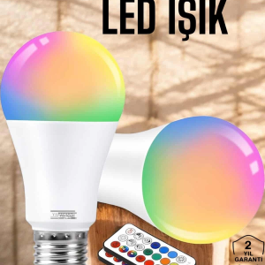 RGB Led Lamba Led Işık Ampul Renk Değiştirebilen 100 Watt