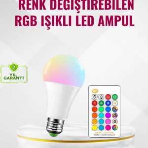 RGB Uzaktan Kumandalı LED Ampul 16 Renk Dekoratif Aydınlatma