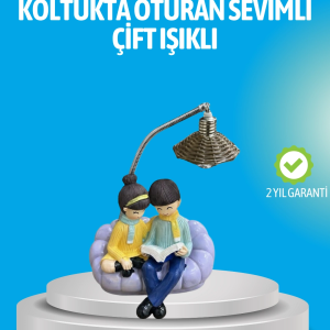Romantik Çift Figürlü Okuyan Çift Masa Lambası Dekoratif LED Aydınlatma