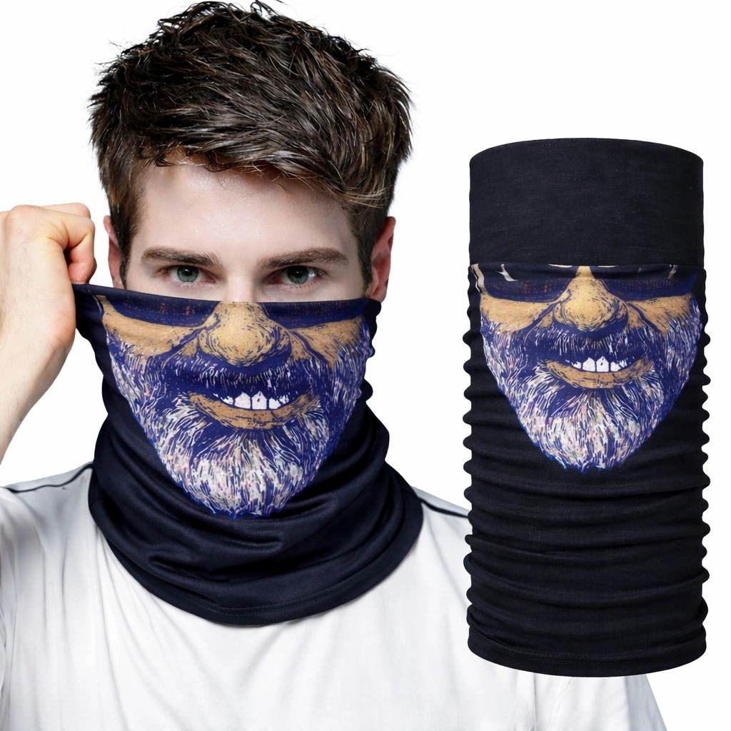 Sakallı Yüz Desenli Baf Buff – Çok Amaçlı Boyunluk & Maske 1 No