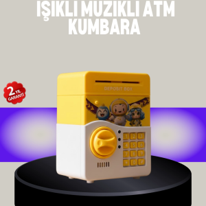 Sarı Şifreli Eğitici Çocuk Kumbarası Otomatik Para Girişli
