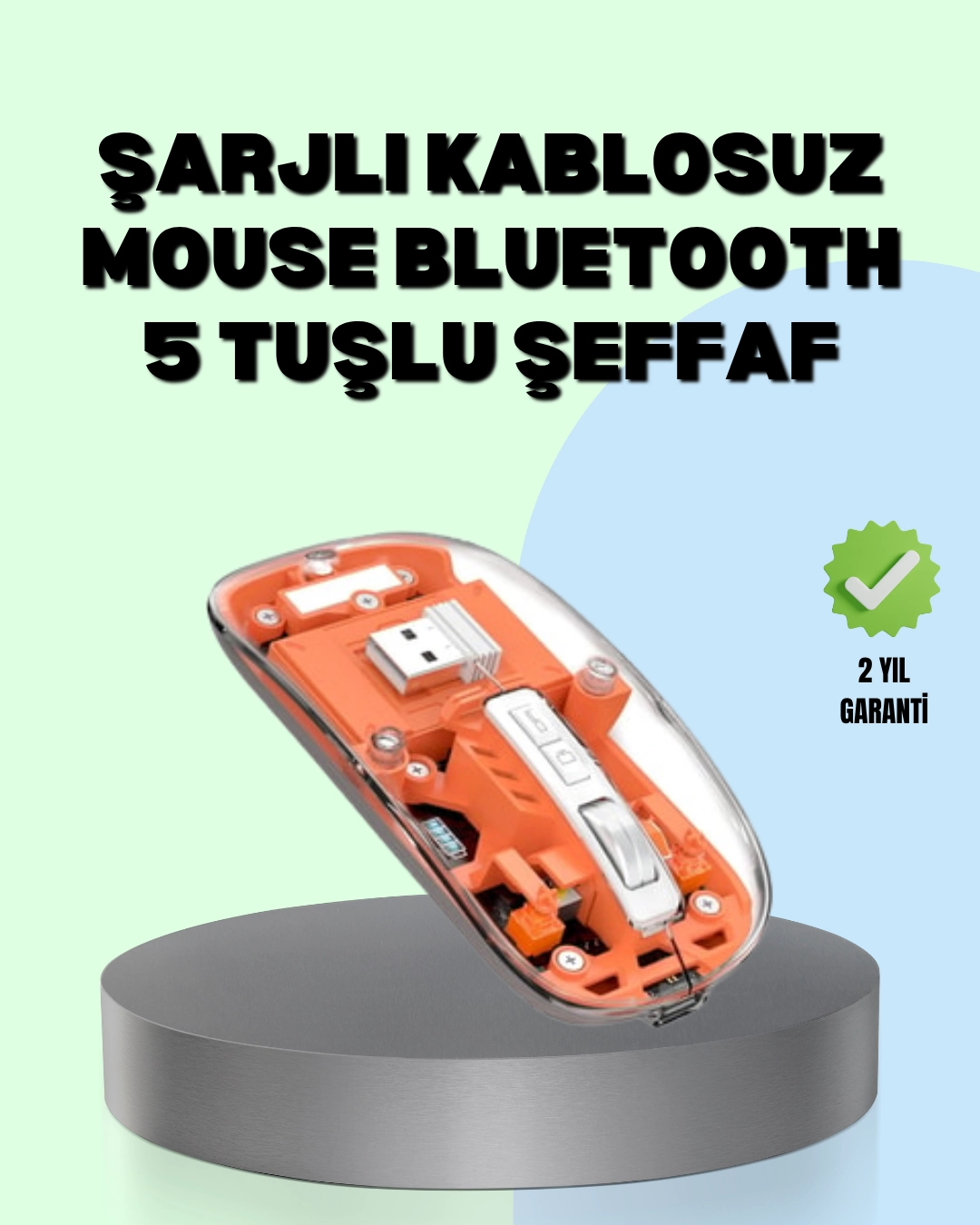 Şarjlı Ergonomik Fare – 1600 DPI, Sessiz Tıklama Özellikli 1 Şarjlı Ergonomik Fare – 1600 DPI, Sessiz Tıklama Özellikli
