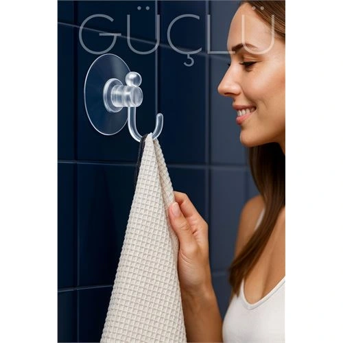Şeffaf Askılı Vantuz Kanca | Banyo & Mutfak Duvar Askısı (4cm) - 1.36kg Taşıma 722496