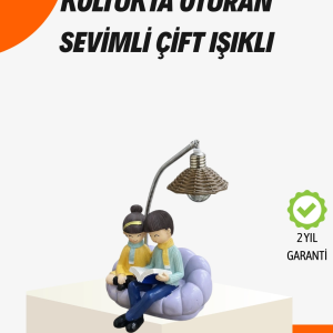 Sevgiliye Özel Çift Figürlü LED Masa Lambası Okuyan Çift Tasarım