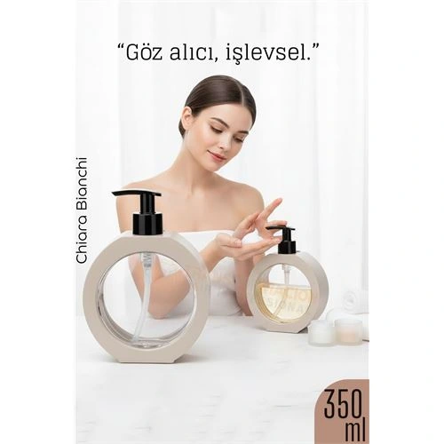 Sıvı Sabunluk – Bej Renk, 350 ml,  Modern Tasarım 722349