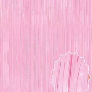 Soft Pembe Püsküllü Kapı Perdesi - Parti, Baby Shower, Cinsiyet Partisi 1x2 m