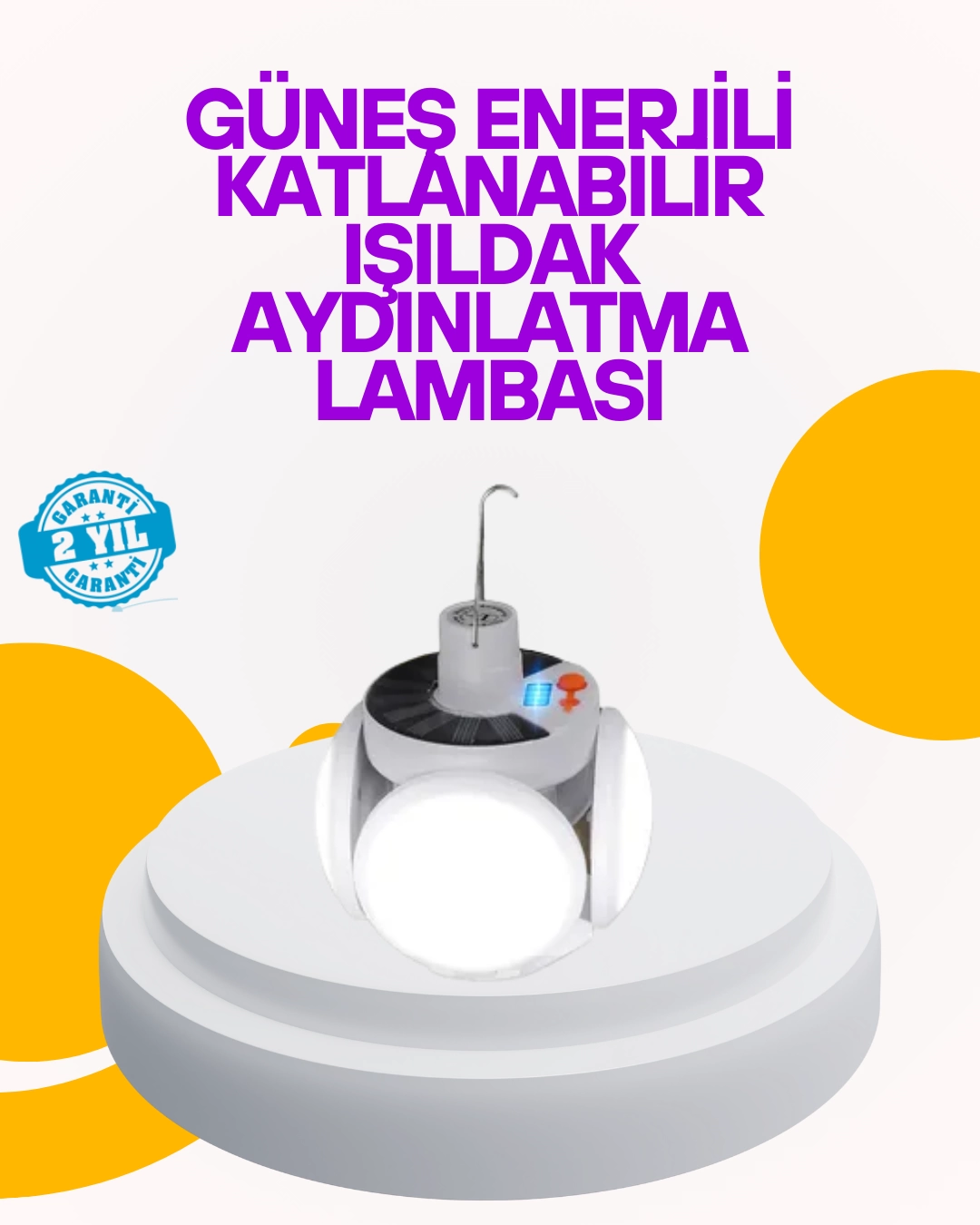 Solar Enerjili Katlanabilir Led Kamp ve Bahçe Lambası