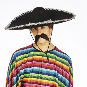 Sombrero Meksika Şapkası Mariachi Gümüş Şeritli Yetişkin Boy