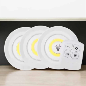 Spot Lamba Led Işık 3'lü Uzaktan Kumandalı Pilli Yapışkanlı Kablosuz