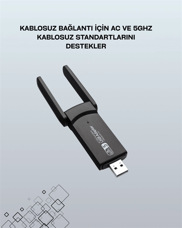 Tak-Çalıştır Özellikli Çift Bant WiFi Adaptör – 1200 Mbps 1 Tak-Çalıştır Özellikli Çift Bant WiFi Adaptör – 1200 Mbps