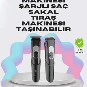 Taşınabilir Şarjlı Saç Sakal Tıraş Makinesi – 3 Taraklı, Sessiz ve Ergonomik