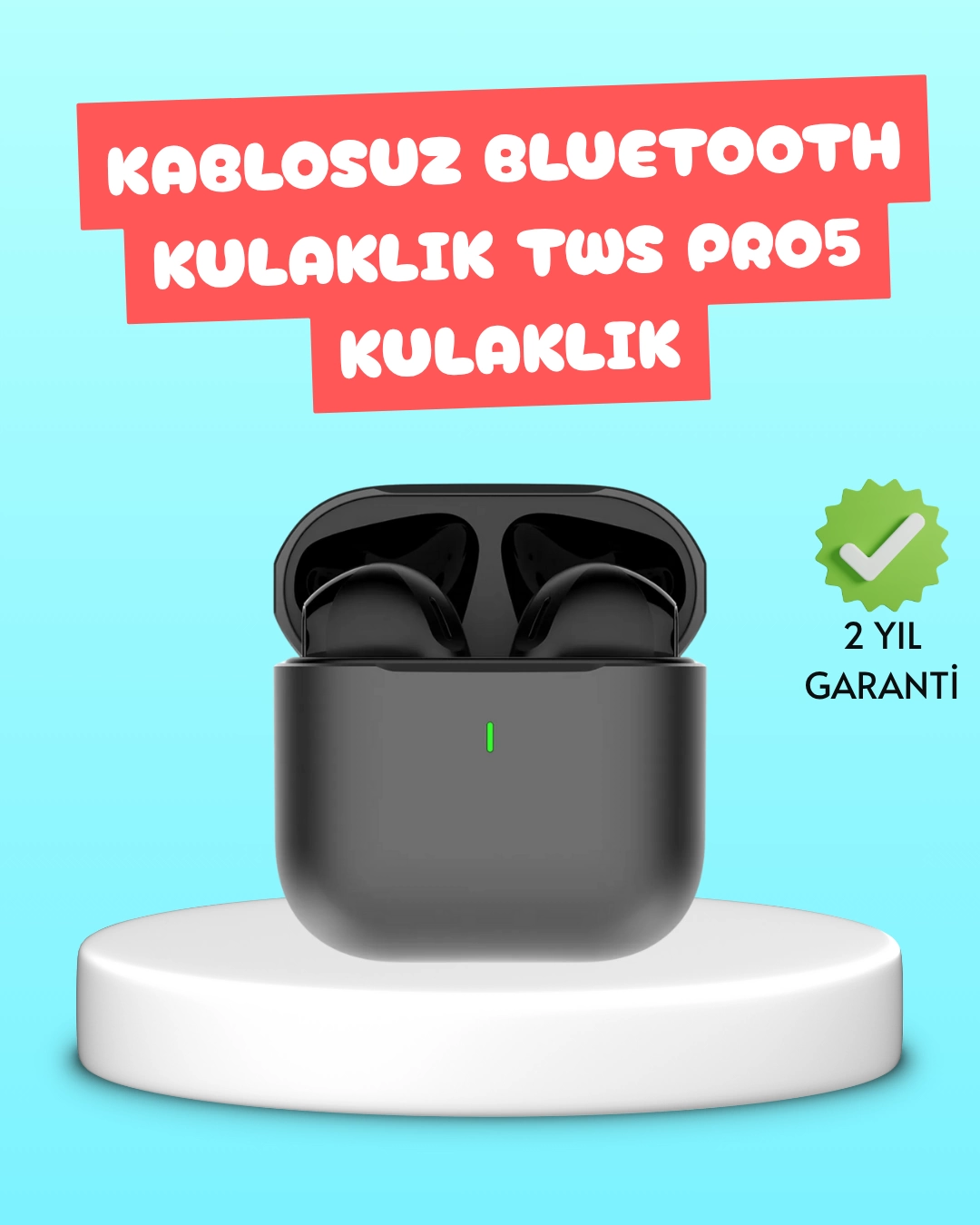 TWS Pro 5 Bluetooth Kulaklık – Kablosuz ve Şarj Kutulu Tasarım 1 TWS Pro 5 Bluetooth Kulaklık – Kablosuz ve Şarj Kutulu Tasarım