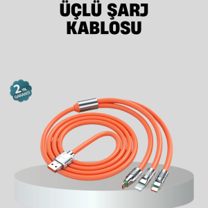 ÜÇLÜ Şarj Kablosu – Yüksek Hızlı, Dayanıklı ve Uzun Ömürlü