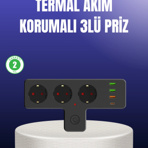 USB ve Type-C Portlu Anahtarlı Çoklu Priz Güç Ünitesi