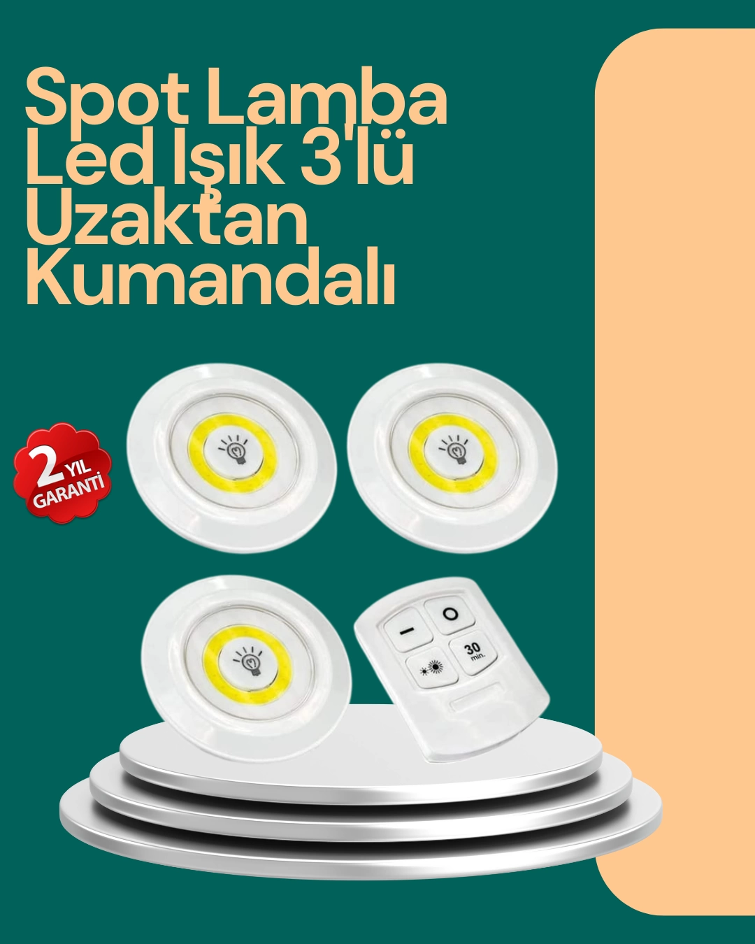 Uzaktan Kumanda İle Kontrol Edilebilen Yapışkanlı 3 Lü Kablosuz Led Spot Lamba 1 Uzaktan Kumanda İle Kontrol Edilebilen Yapışkanlı 3 Lü Kablosuz Led Spot Lamba