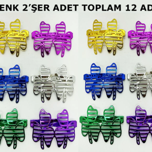 Vegas Casino Kupa Sinek Temalı Parti Gözlüğü 6 Renk 12 Adet