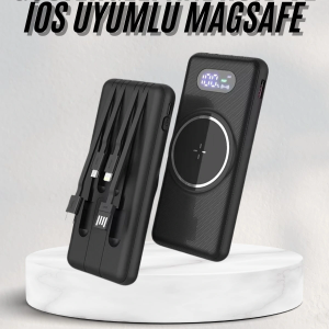 Wireless Powerbank 10000 Mah LED Ekranlı Dahili Kablolu Hızlı Şarj