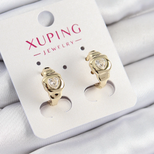 Xuping Zirkon Taşlı Kalp Model Gold Renk Kadın Küpe