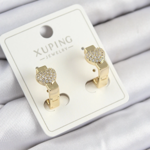 Xuping Zirkon Taşlı Kalp Model Gold Renk Kadın Küpe