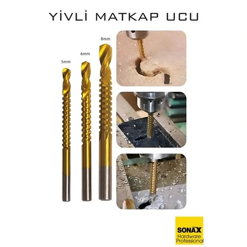 Yivli Matkap Ucu HSS Spiral Yivli Kademeli Matkap Ucu Metal Ahşap Plastik 5-8 mm 722459