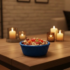 Yuvarlak Çerezlik Lacivert Salon ve Masa Üstü Sunum Kasesi