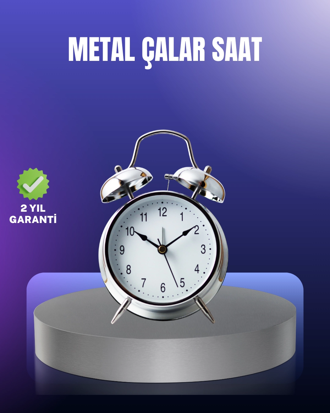 Yuvarlak Gümüş Dekoratif Işıklı Masa Üstü Saat Alarmlı Sessiz Çalışma 1 Yuvarlak Gümüş Dekoratif Işıklı Masa Üstü Saat Alarmlı Sessiz Çalışma