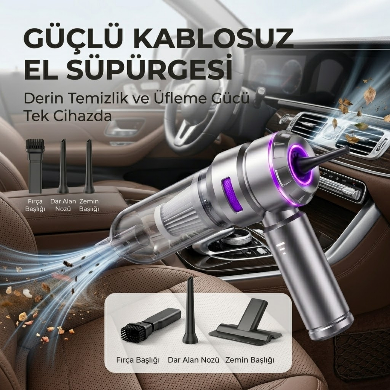 Kablosuz El Tipi Çoklu Başlıklı Süpürge