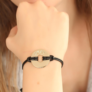 OKAY (İyi) Siyah Deri İpli Unisex Mood Bileklik 5886