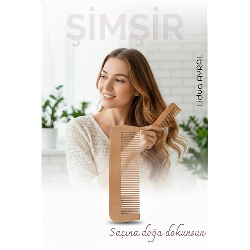 Doğal Şimşir Ahşap Tarak – 16 cm Anti-statik Kepek Karşıtı ve El Yapımı
