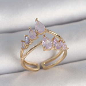 316L Çelik Gold Renk Kristal Pembe Taş Model Kadın kolye 5886