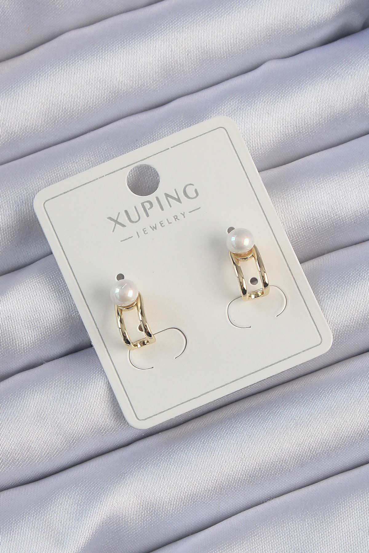 Xuping Gold Renk İnci Taşlı Halka Küpe 5886