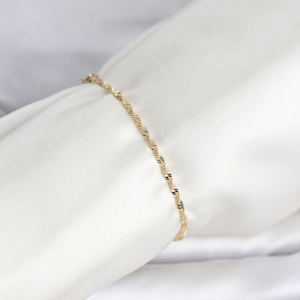 CM 14K Gold Renk Yassı Ezme Burgu Model Kadın Bileklik 5886