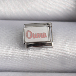 316L Çelik Gümüş Renk Beyaz Pembe Ouma İşlemeli Nomination Charm 5886