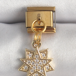 316L Çelik Gold Renk Sallantı Zirkon Taşlı Yıldız Model Nomination Charm 5886