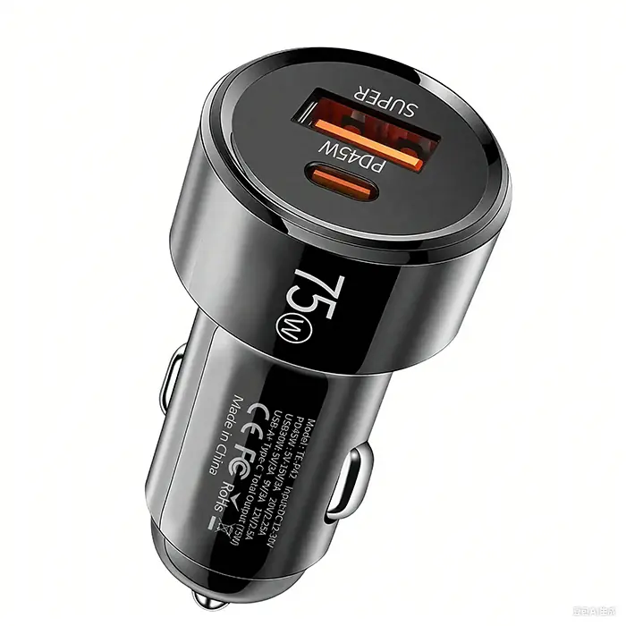 ALLY TurboCharge 75W Araç Şarj Cihazı – Çift Port (USB-C + USB-A