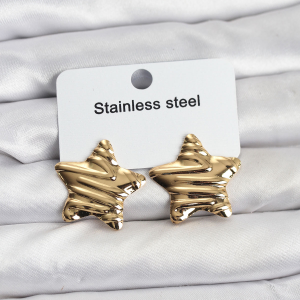 316L Çelik Gold Renk Yıldız Model Kadın Küpe 5886