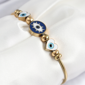 316L Çelik Göz Charm Model Gold Renk Kadın Bileklik 5886